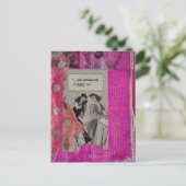 Retro Ads on Pink Collage with Women ポストカード (スタンド正面)