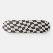 Retro Aesthetic Black White Wavy Checkerboard スケートボード (横)