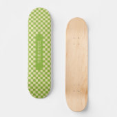Retro Aesthetic Checkerboard Name Lime Green   スケートボード (正面)