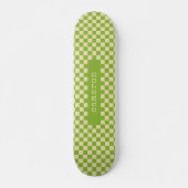 Retro Aesthetic Checkerboard Name Lime Green   スケートボード (正面)