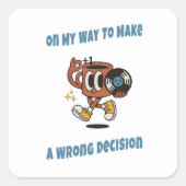 Retro Aesthetic Coffee Sticker – Funny Decisions スクエアシール (正面)