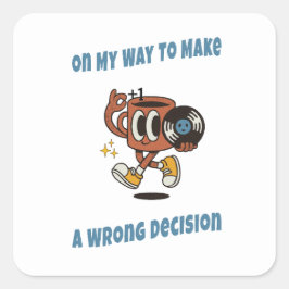Retro Aesthetic Coffee Sticker – Funny Decisions スクエアシール