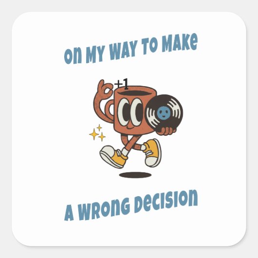 Retro Aesthetic Coffee Sticker – Funny Decisions スクエアシール (正面)
