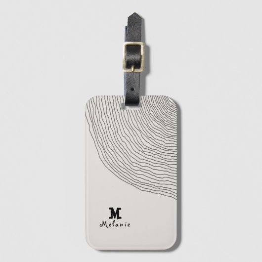 Retro aesthetic stripes minimal Monogram ラゲッジタグ (正面縦)