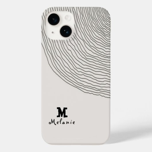 Retro aesthetic stripes minimal Monogram Case-Mate iPhoneケース (裏面)