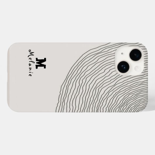 Retro aesthetic stripes minimal Monogram Case-Mate iPhoneケース (裏面 (横))
