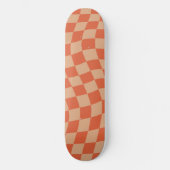 Retro Aesthetic Vibrant Peach Orange Checkerboard スケートボード (正面)