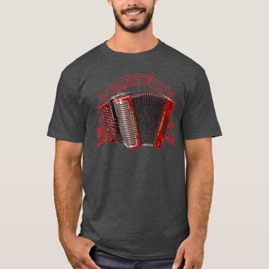 Retro Air Accordion Player Choir Musical Men Tシャツ (正面)