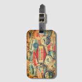 Retro Airline Style Custom Name Travel Stamps ラゲッジタグ (正面縦)