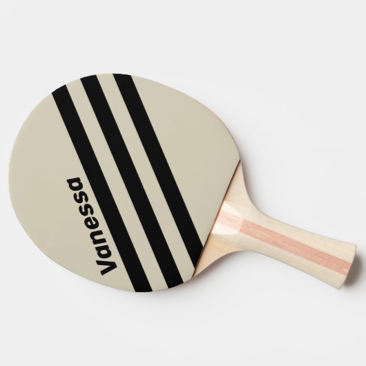 Retro Alabaster Three Angled Striping with Name 卓球ラケット (横)