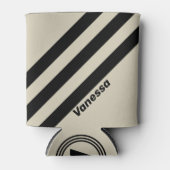 Retro Alabaster Three Stripes with Name 缶クーラー (正面)