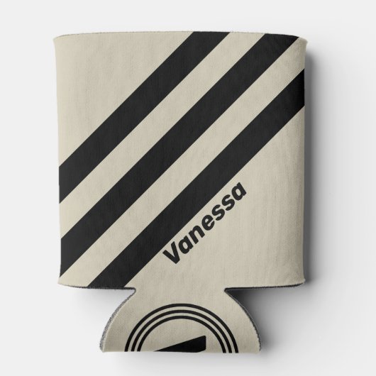 Retro Alabaster Three Stripes with Name 缶クーラー (裏面)