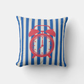 Retro Alarm Clock on Blue Stripes, Accent Pillow, クッション (正面)