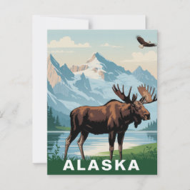Retro Alaska Moose Mountain ポストカード
