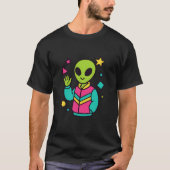 Retro Alien in Neon Jacket | 80s Sci-Fi Vector Art Tシャツ (正面)