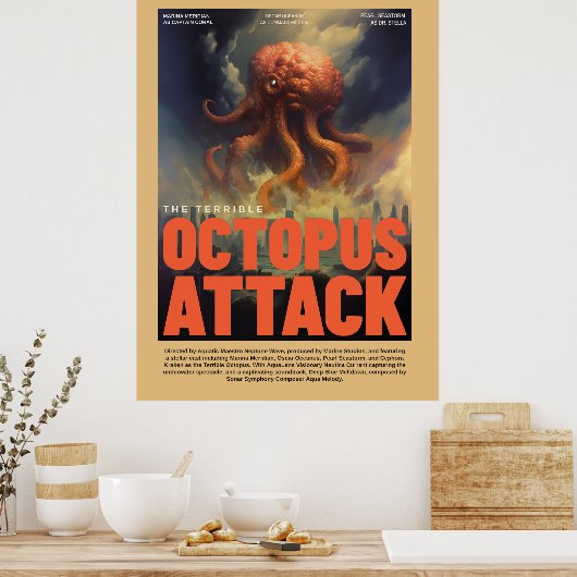 Retro Alien Sci-Fi Movie Inspired Wall Poster ポスター (キッチン)