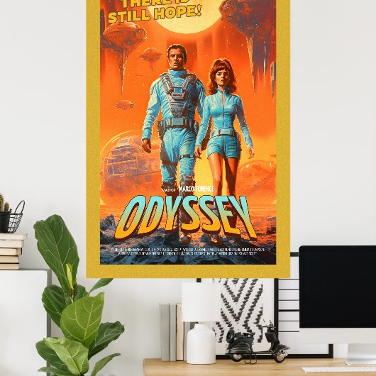 Retro Alien Sci-Fi Movie Inspired Wall Poster ポスター (ホームオフィス)