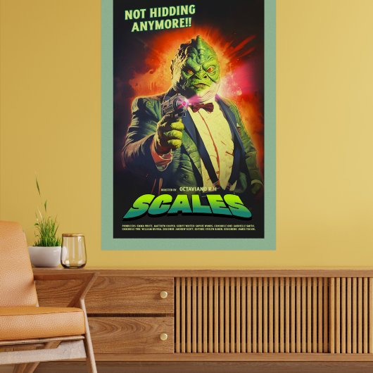 Retro Alien Sci-Fi Movie Inspired Wall Poster ポスター (リビング2)