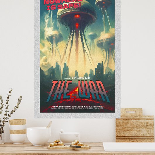Retro Alien Sci-Fi Movie Inspired Wall Poster ポスター (キッチン)