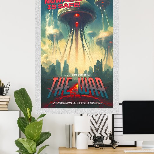 Retro Alien Sci-Fi Movie Inspired Wall Poster ポスター (ホームオフィス)