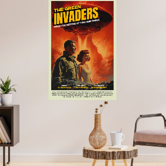 Retro Alien Sci-Fi Movie Inspired Wall Poster ポスター