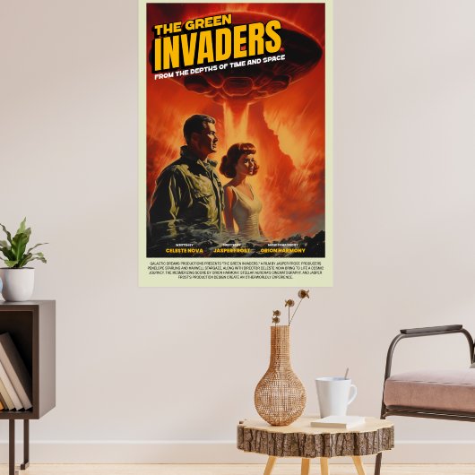 Retro Alien Sci-Fi Movie Inspired Wall Poster ポスター (リビング3)