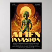 Retro Alien Sci-Fi Movie Inspired Wall Poster ポスター (正面)