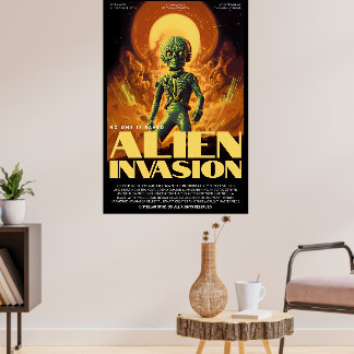 Retro Alien Sci-Fi Movie Inspired Wall Poster ポスター