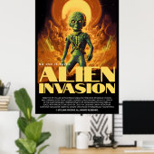 Retro Alien Sci-Fi Movie Inspired Wall Poster ポスター (ホームオフィス)