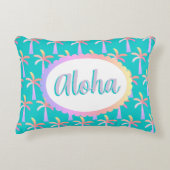 Retro Aloha Personalized Pastel Palms アクセントクッション (正面)