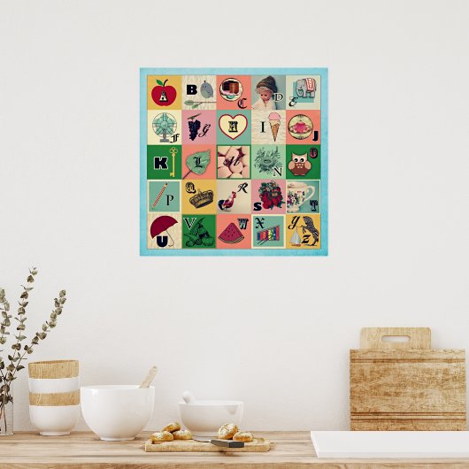 Retro Alphabet Poster ポスター (キッチン)