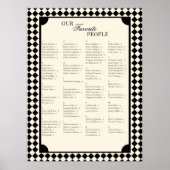 Retro Alphabetical Wedding Seating Chart Poster ポスター (正面)