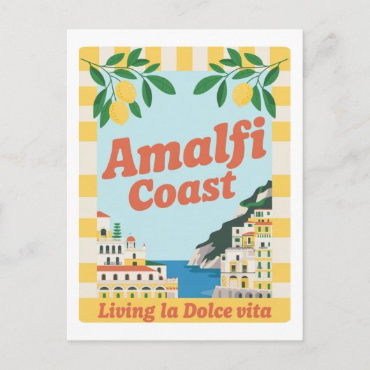 Retro Amalfi Coast Italy Living la Dolce Vita ポストカード (正面)