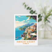 Retro Amalfi Coast Italy Travel Postcard ポストカード (スタンド正面)
