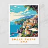 Retro Amalfi Coast Italy Travel Postcard ポストカード (正面)