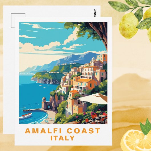 Retro Amalfi Coast Italy Travel Postcard ポストカード