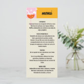 Retro Amarillo y Rosa Estampado Geométrico Boda メニュー (スタンド正面)