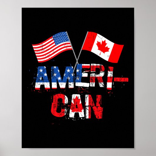 Retro Ameri-can Canada Usa Flag Patriotic Canadian ポスター (正面)
