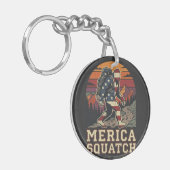 Retro American Bigfoot Sasquatch Nature キーホルダー (正面左)