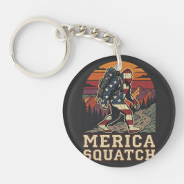 Retro American Bigfoot Sasquatch Nature キーホルダー
