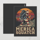 Retro American Bigfoot Sasquatch Nature ポストカード (正面/裏面)