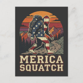 Retro American Bigfoot Sasquatch Nature ポストカード