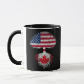 Retro American Canadian Flag Tree Roots Canada マグカップ (左)