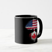 Retro American Canadian Flag Tree Roots Canada マグカップ (正面右)