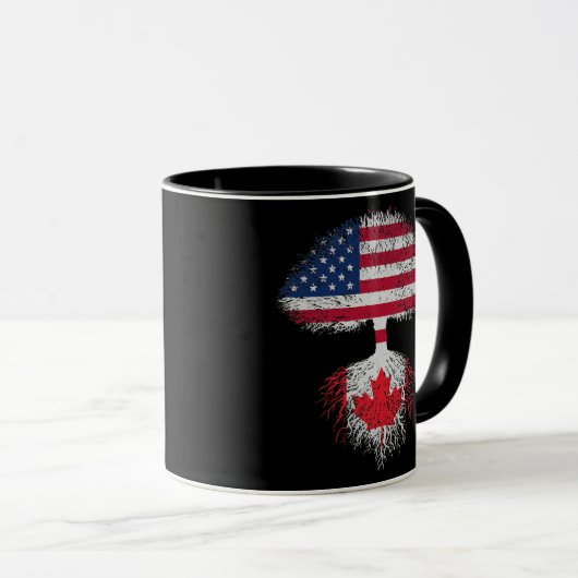 Retro American Canadian Flag Tree Roots Canada マグカップ (正面右)