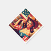 Retro American Cowgirl Pinup スタンダードカクテルナプキン (角)