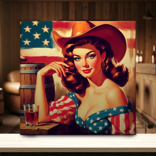 Retro American Cowgirl Pinup タイル