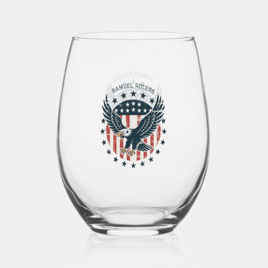 Retro American Eagle  ステムなしワイングラス (正面)