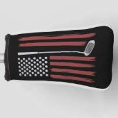 Retro American Flag Golf Golfer Funny Golf Club  ゴルフヘッドカバー (正面)
