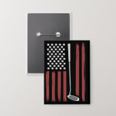 Retro American Flag Golf Golfer Funny Golf Club 缶バッジ (正面/裏面)